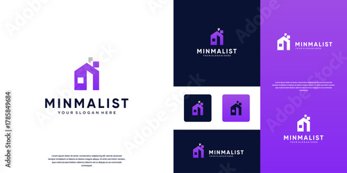 minimalist house logo, property investment business, marketing, graphic design illustration.