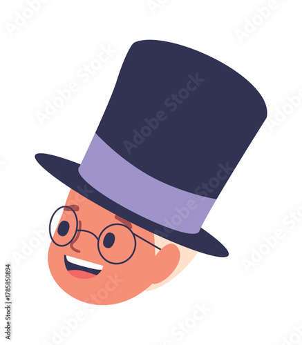 Smiling child magician face portrait