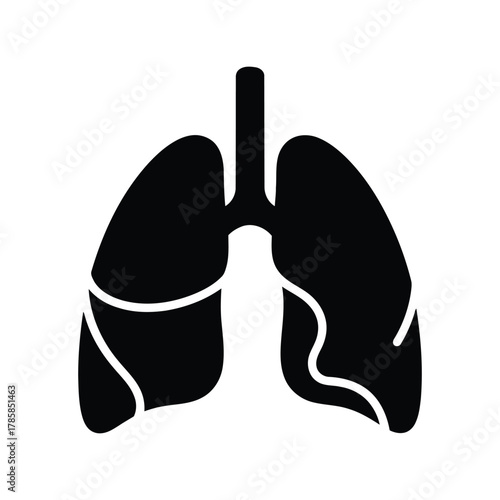 Human lungs anatomy icon vector. respiratory system health organ silhouette design