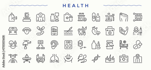 Health icon set. Modern vector UI icons. Includes symbols for pollen, allergen, disease, medical, allergy and disease. Editable vector illustration. Medicine line icon set.