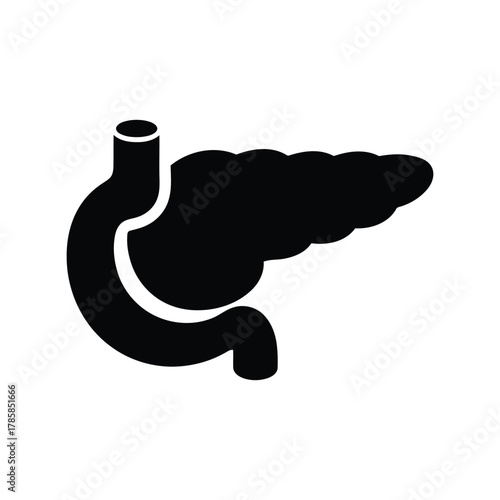 Pancreas and duodenum icon. human digestive system organ anatomy vector symbol.