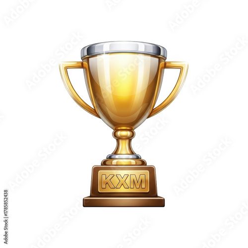 Golden Trophy with Silver Rim and Base Featuring KXM Engraving award winner