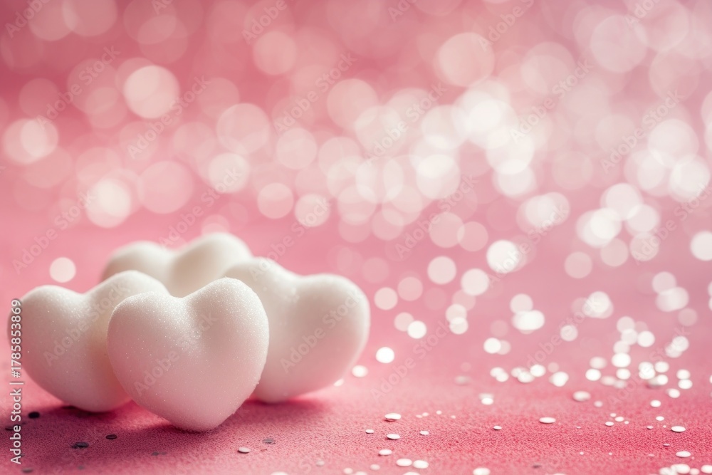 Obraz premium Valentine day white hearts on pink background love celebration decoration.