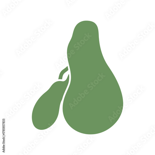 Minimalist green pear and gourd shapes abstract vector illustration for branding