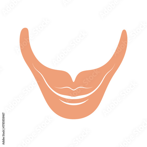Smiling lips and chin contour vector icon. abstract minimalist beauty, face line art graphic.