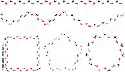 A collection of vector designs featuring intricate ant trails and marching insect colony path formations for creative projects.