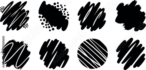 Abstract black brush stroke shapes vector illustration design elements for creative projects 