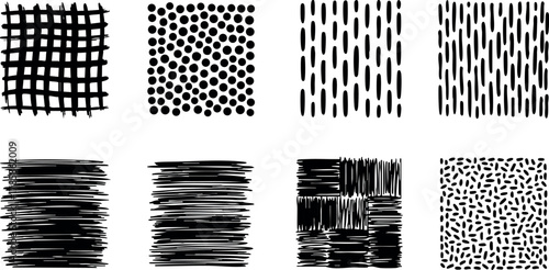 Abstract black and white geometric patterns seamless texture vector set for design and decoration 