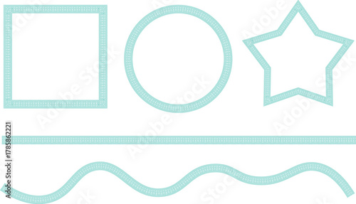 Photos A collection of decorative geometric frames and borders featuring an intricate teal pattern, suitable for various design applications