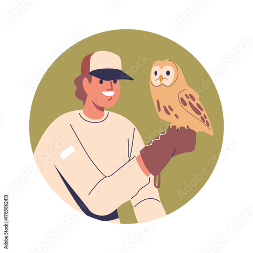 Man owl bird pet owner