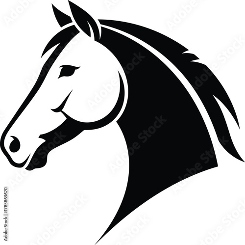 Horse head vector illustration equine animal silhouette graphic design eps