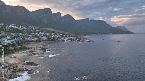 Aerial view of Camps Bay seen during the early morning 