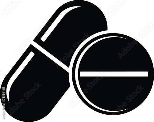 Find medical pills and capsule vector icon for healthcare and pharmacy eps silhouette