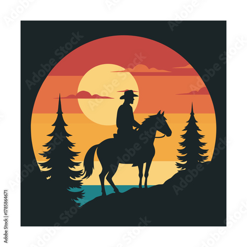 Western Horseman Along Ocean Pines Silhouette