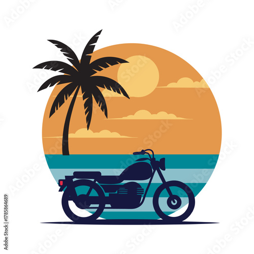 Tropical Journey With Classic Bike Silhouette