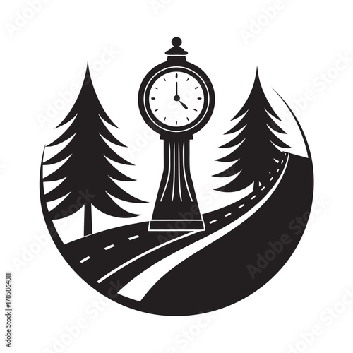 Vintage Timepiece Beside Open Path Silhouette