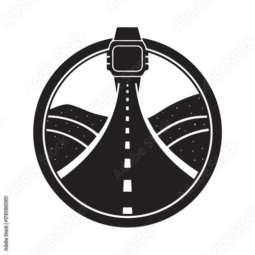 Road Clock Symbol Of Life Journey Silhouette