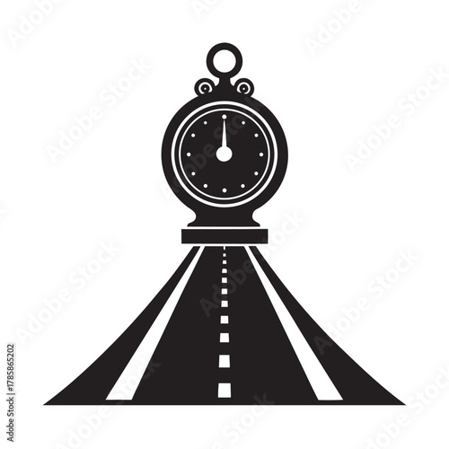 Time Journey Through Endless Road Silhouette