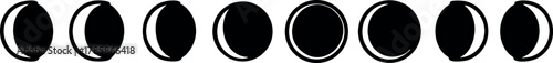 Moon phases vector showing lunar cycle from crescent to full moon natural flow 