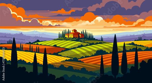 Tuscan Vista Rolling Hills and Countryside Charm