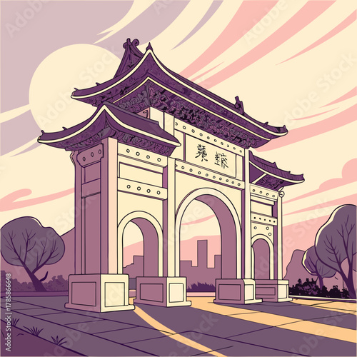 vector illustration of japanese temple