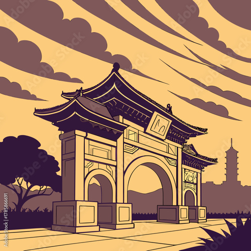 chinese temple silhouette