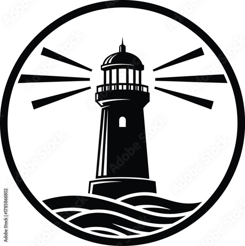 Lighthouse vector illustration beacon light house ocean sea coast logo eps silhouette