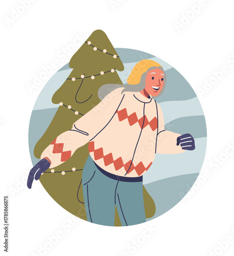 Elderly woman having fun outdoors