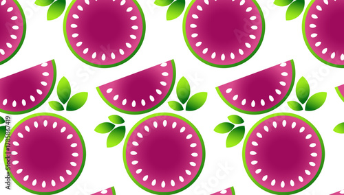 Seamless Tropical Watermelon Pattern – Fresh Summer Fruit Background with Pink and Green Slices and Leaves in Vector Design