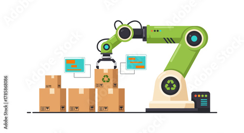 Eco Packaging Robot Sustainable E-Commerce Icon