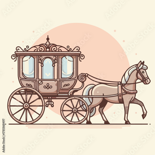 flat illustration of horse carriage
