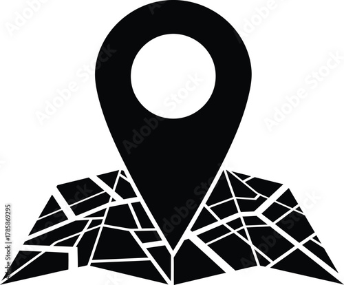 Find location on map gps navigation travel destination pointer icon vector eps silhouette