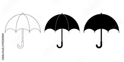 vector umbrella icon set, clipart isolated on transparent background. 