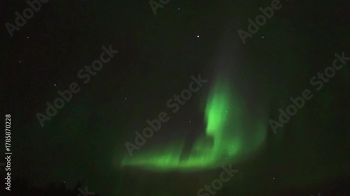 Beautiful Aurora Borealis over Dark Sky in Yellowknife, Canada