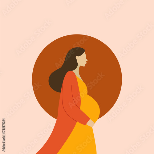 Minimalist Illustration of Pregnant Woman in Warm Tones
Abstract Motherhood Art with Expectant Woman Silhouette