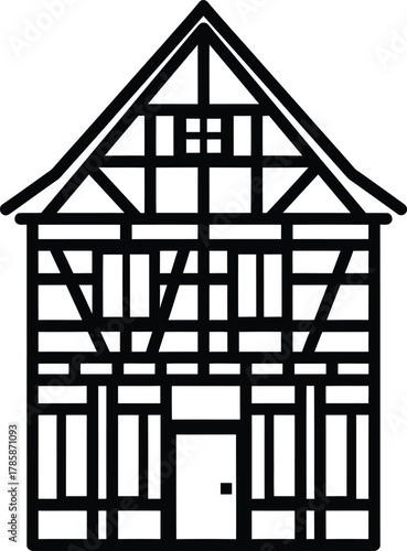 Download timber frame house vector illustration icon building facade art eps silhouette