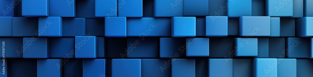 Obraz premium Blue and white abstract 3D geometric cube pattern background
