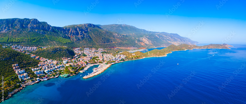 Obraz premium Kas city aerial panoramic view in Turkey