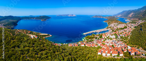 Fototapeta Naklejka Na Ścianę i Meble -  Kas city aerial panoramic view in Turkey