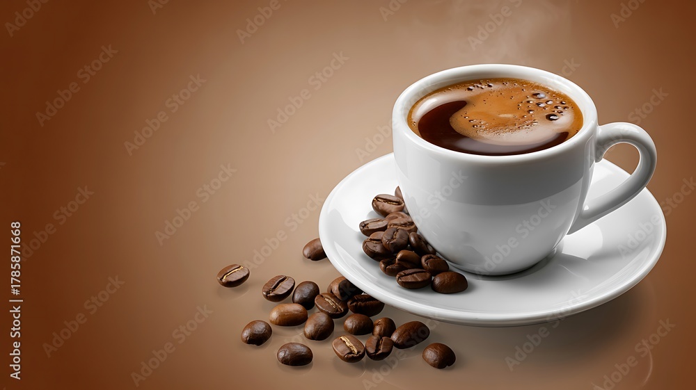 Obraz premium Ceramic Coffee Cup with Roasted Beans