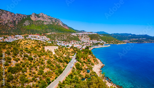 Fototapeta Naklejka Na Ścianę i Meble -  Kas city aerial panoramic view in Turkey
