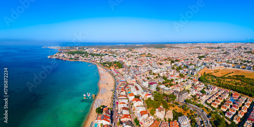 Fototapeta Naklejka Na Ścianę i Meble -  Didim city beach aerial panoramic view in Turkey