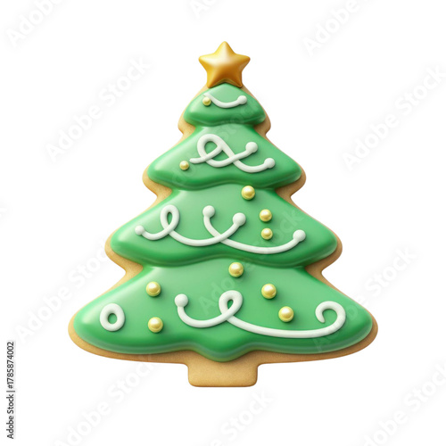 Wallpaper Mural Green Iced Christmas Tree Cookie isolated on white background Torontodigital.ca