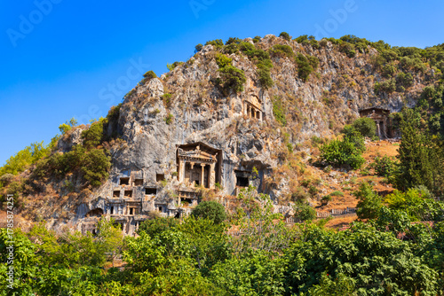 Tableau sur toile The Tomb of Amyntas is an ancient Lycian rock tomb in Fethiye city, Turkey