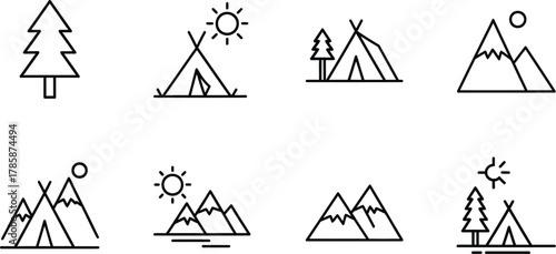 Vector art of camping and outdoor activity icons