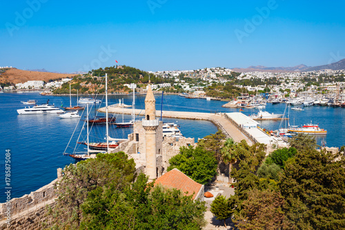 Fototapeta Naklejka Na Ścianę i Meble -  The Bodrum marina aerial panoramic view in Turkey