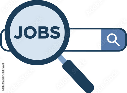 Job Search Vector Icon. Flat Design HR Recruitment and Career Planning Concept.