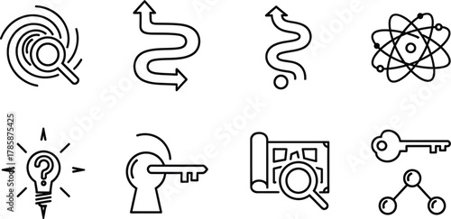 Vector art of problem-solving line icons
