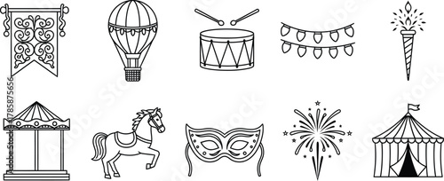 Vector art of carnival and circus icons