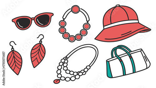 Fashionable accessories and bag for summer look